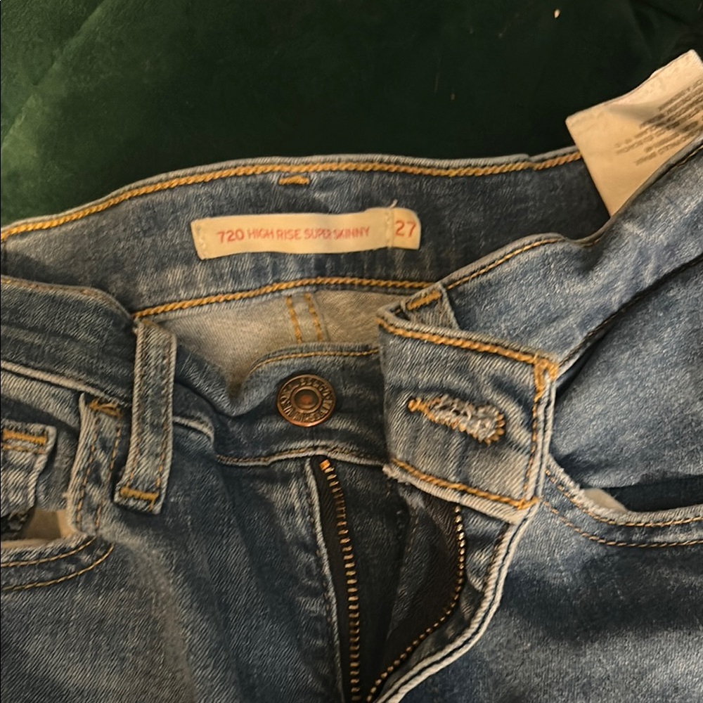 Blue High Rise Distressed Jeans